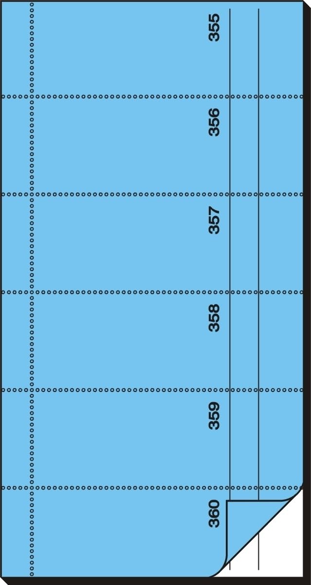 Sigel 5 x Bonbuch 360 Abrisse 105x200mm blau mit Blaupapier 2x60 Blatt