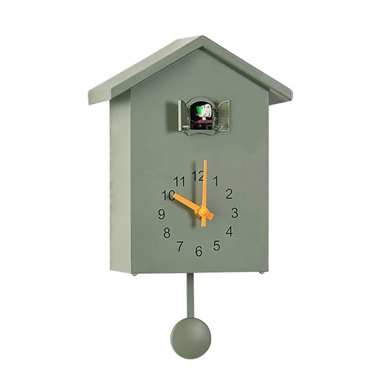 Gsclz Green Cuckoo Wall Clock Creative Pendulum Clocks Bird House Battery Powered For Living Room Kitchen For Wall Art Home Office Decoration(Green)
