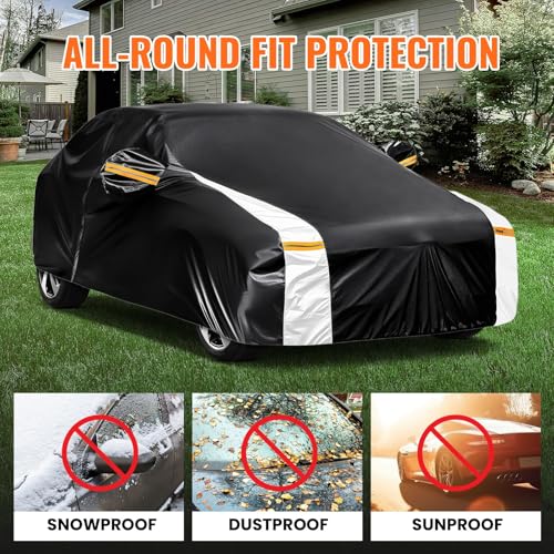 Image of BMW 3 Series Car Cover 100% Waterproof All Weather, Gift with Towel, 10 Layers Sedan Car Cover Custom Fit 2005-2026 BMW 320i /325i /328i /330i /335i, Outdoor Covers Rain Sun UV Protector with Door Zipper.