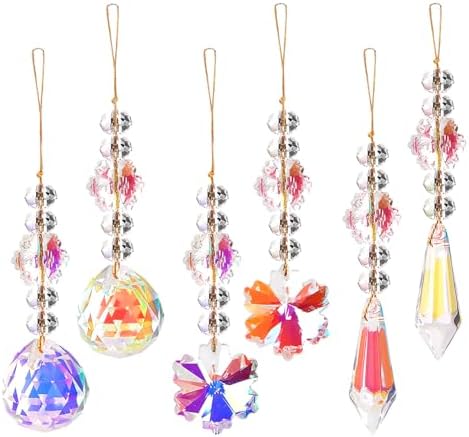 6pcs Christmas Tree Crystal Ornaments - AB Color Christmas Balls&Snowflake& Icicle Crystal Ornaments for Xmas Beads Chandeliers Suncatchers Christmas Tree,Birthday Wedding Party Home Decor