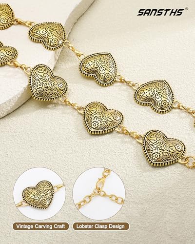 SANSTHS Women Western Concho Belt Cowgirl Boho Chain Belt Country Concert Metal Belt for Dresses,L — view 4