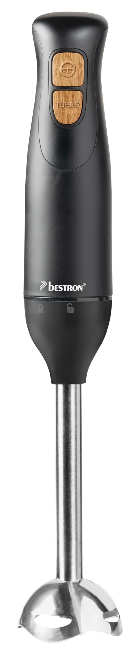 Bestron Blender ręczny, blender immersyjny z 2 stopniami prędkości i ergonomicznym uchwytem, w zestawie funkcja turbo o prędkości ponad 14 000 obr./min, możliwość odklejania, materiał: stal