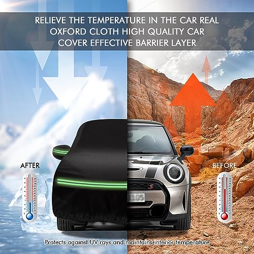 Image of Mini Cooper /Cooper S Car Cover 2002-2023 - 210D Outdoor Waterproof UV Protection With Cotton Layer, Zipper Door, Reflective Strip, Storage Bag for 2-Door