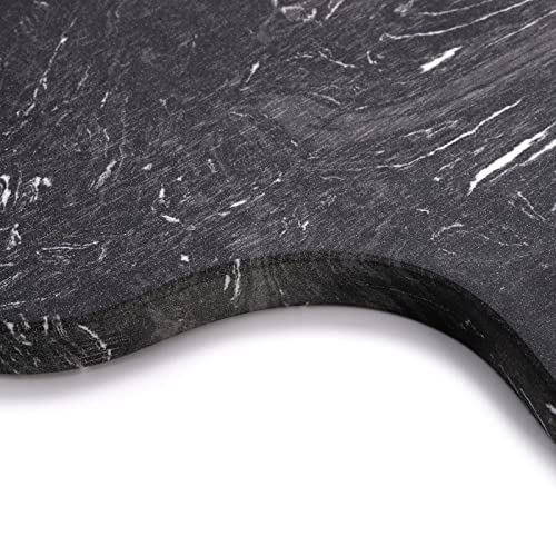 Tabla de cortar rectangular de mármol y madera Acacia negra con mango miniatura 4