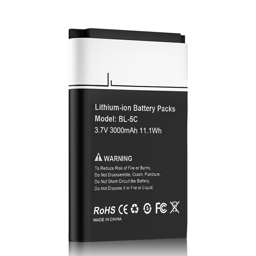 3000mAh BL-5C Battery, High-Capacity Replacement Battery Compatible with Home radios, Cameras, TV remotes, GPS Devices, and Bluetooth Speakers