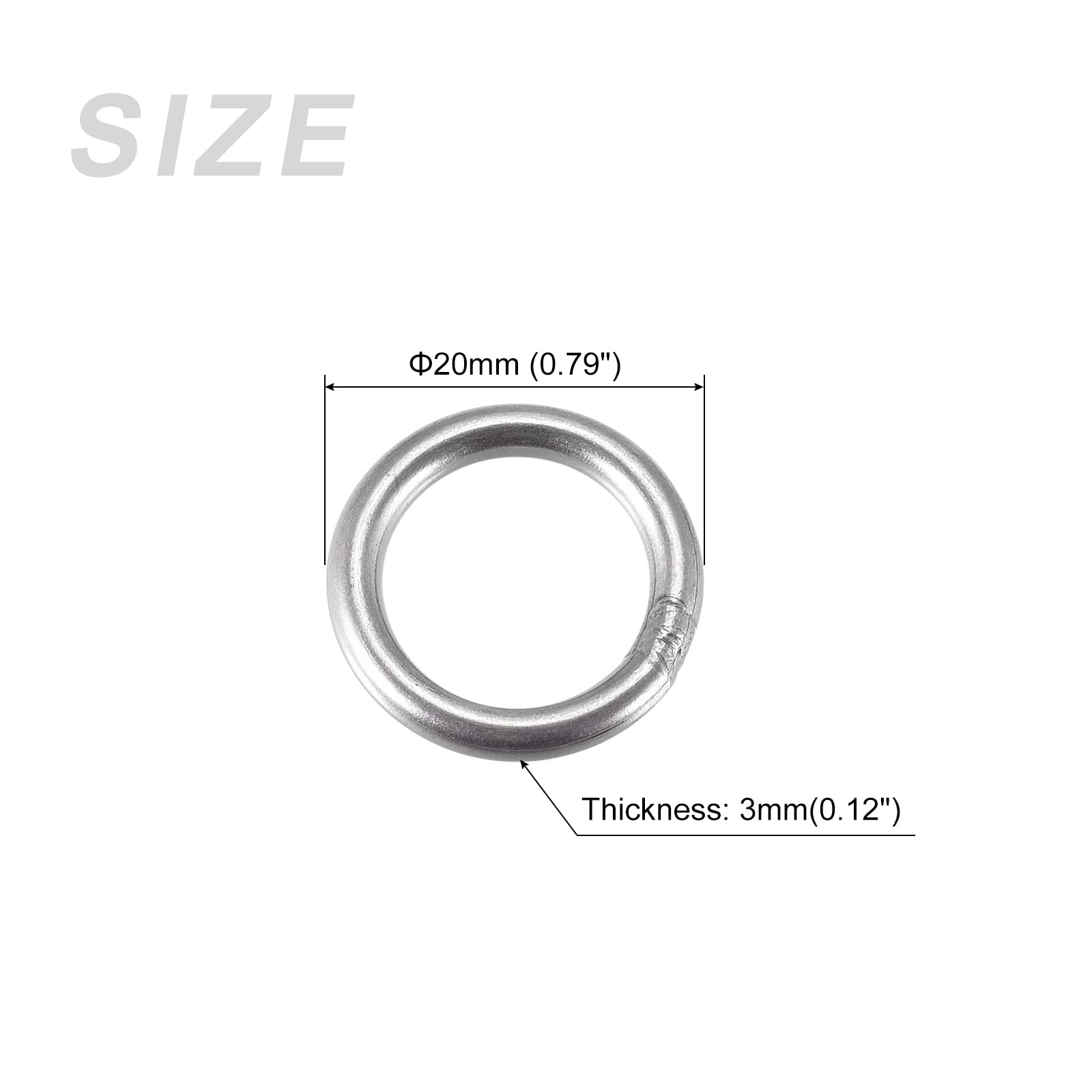 METALLIXITY 304 Acciaio Inossidabile Acciaio O orings (20mm OD 3mm Spessore) 10pz, Saldato Rotondo Suona - per Appendere Oggetti