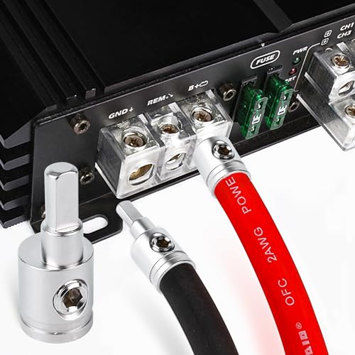 Image of Amp Input Reducer 4 Gauge to 8 Gauge (2PCS) Car Stereo Audio AWG Pin Power Ground Wire Reducer 2PCS