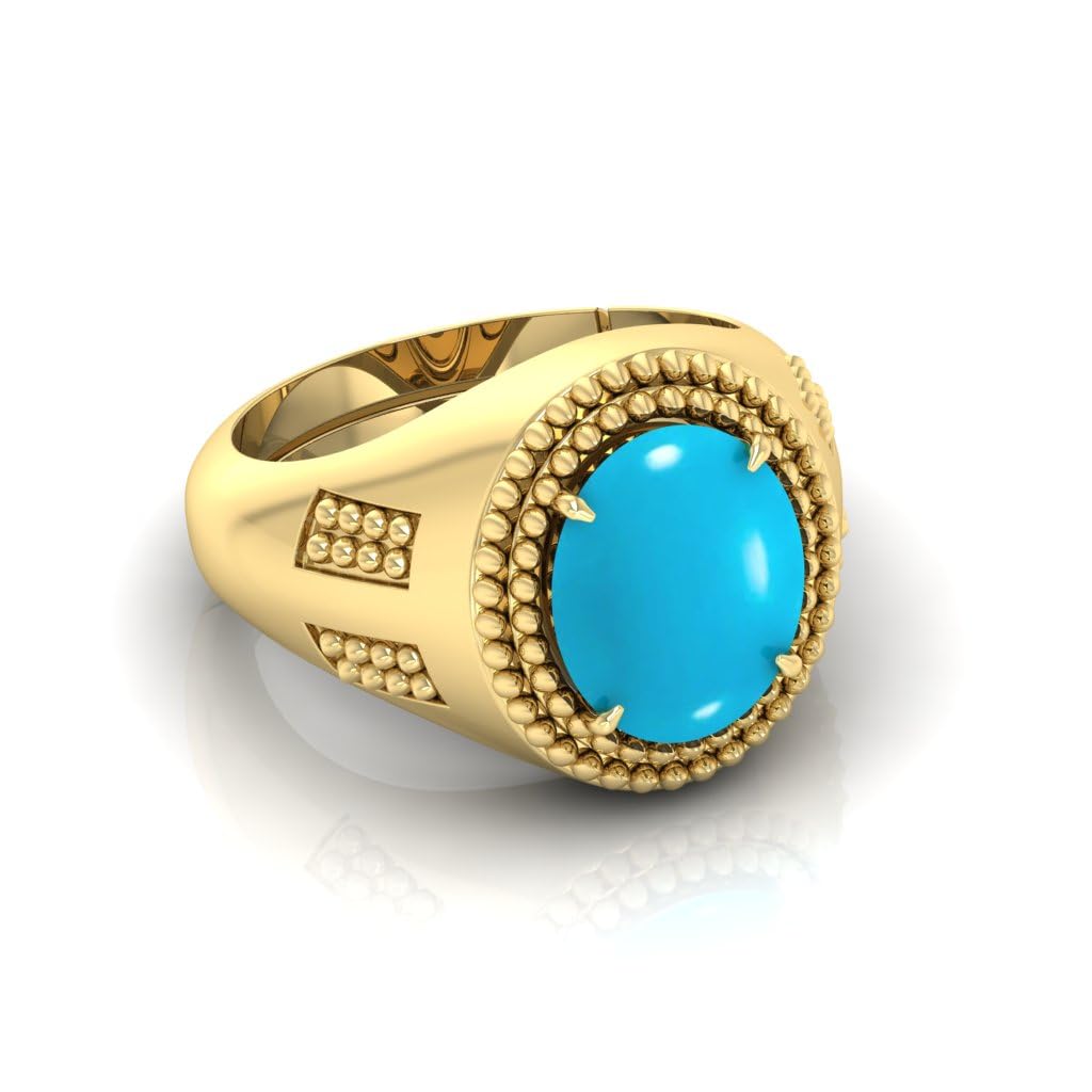 7.25 Ratti Firoza (Turquoise) Original Stone Adjustable Ring For Men And Women With Lab Certified A-06-picture-31