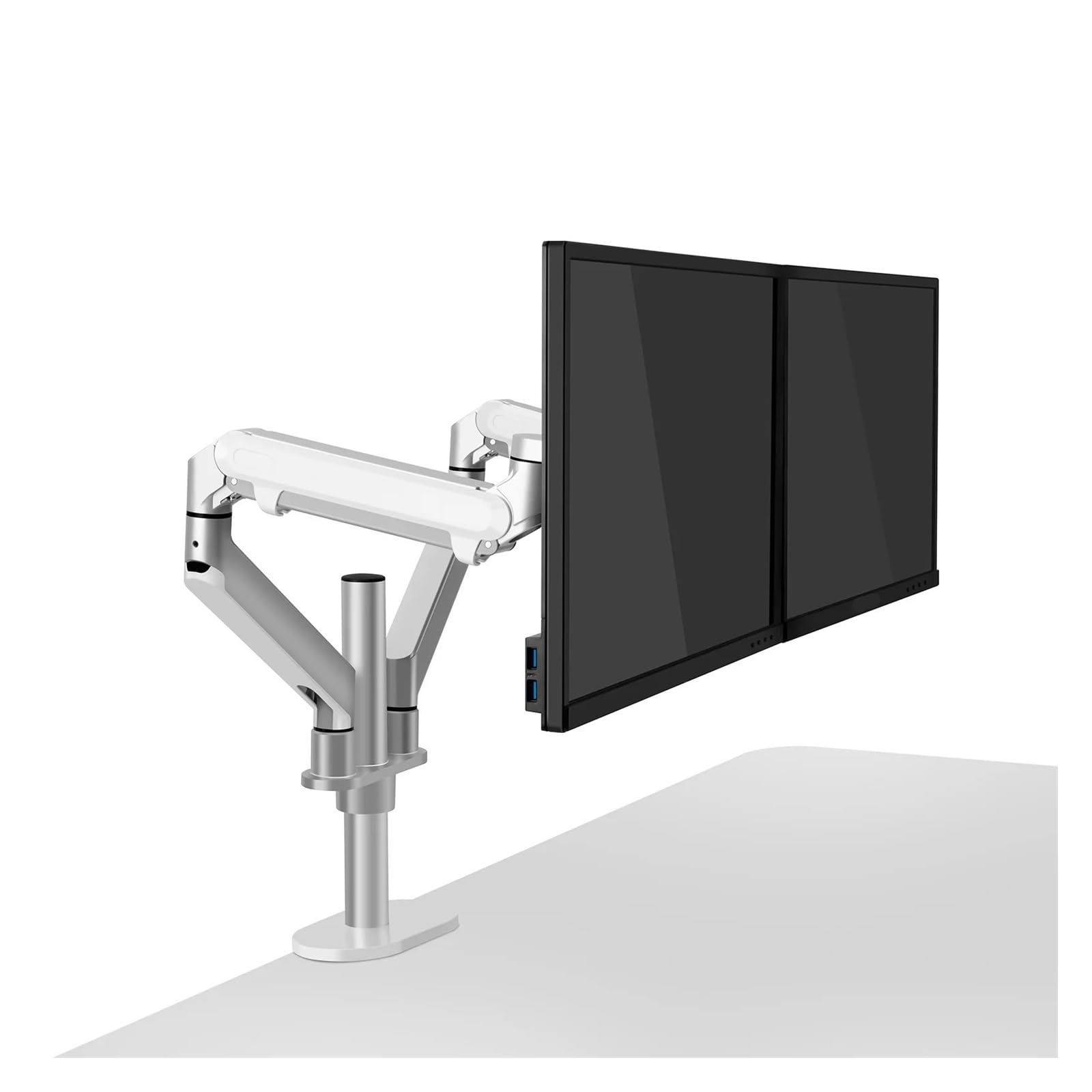 TKJfdTY Ol-2Z Desktop 17-32 Inch Dual Monitor Mounting Arm Full Motion Aluminum Monitor Stand Gas Spring Arm Load 2-8 Kg/Arm，Silver Grey