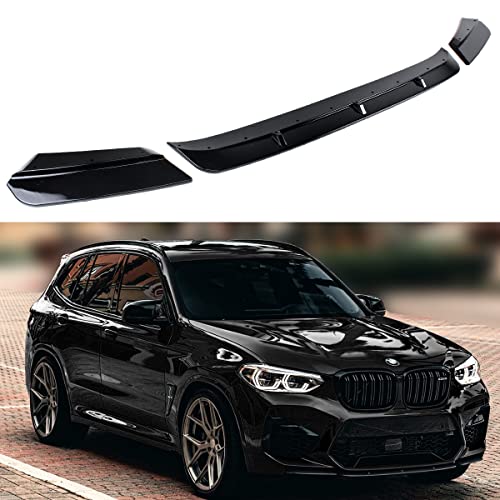 ST Style 3PC Painted Gloss Black Pearl Front Bumper Lip Splitter Spoiler Kit Compatible for 2019-2021 BMW X3M X4M Competition F97 F98