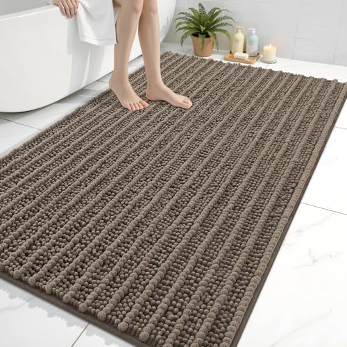 Image of Arotive Luxury Large Bathroom Rugs 59x35, Extra Soft Thick Absorbent Shaggy Chenille Bath Rugs, Machine Wash Dry, Bath Mats for Bathroom Floor, Tub and Shower, Home Decor Accessories, Camel