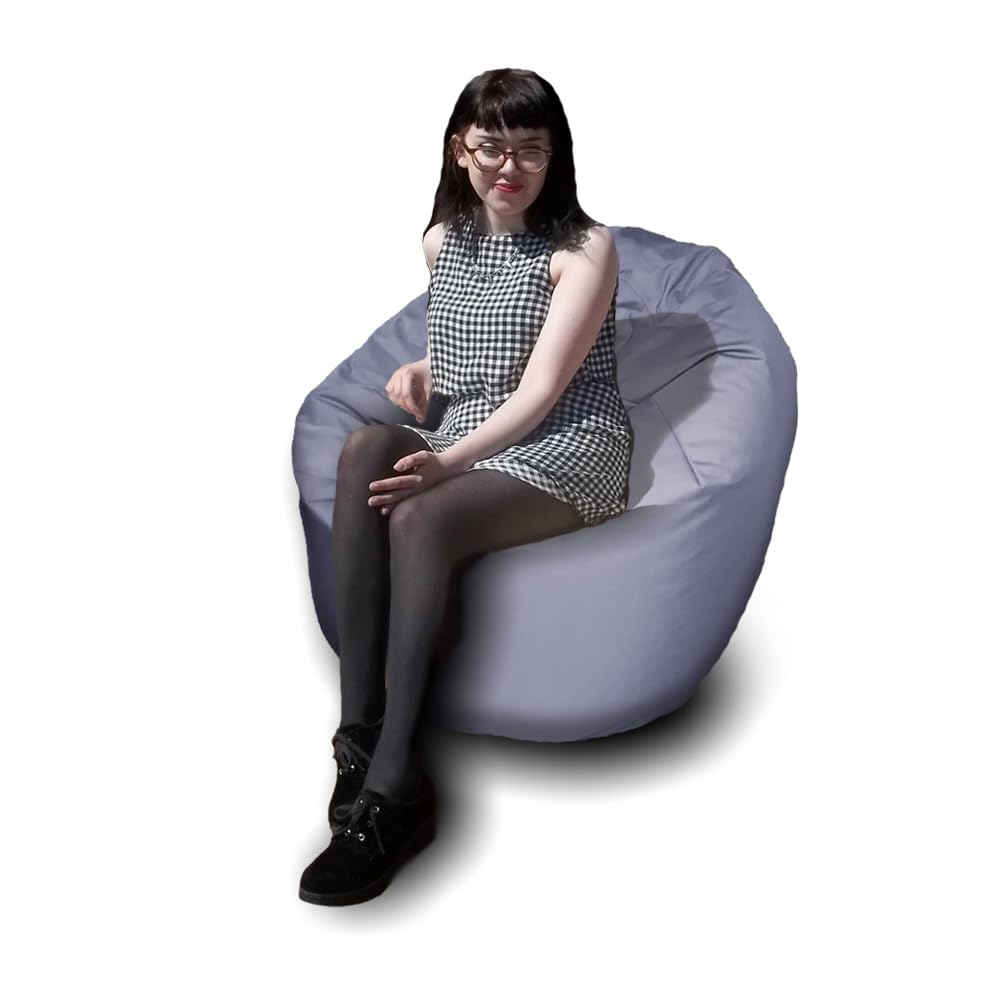 Bean Bag Beanbag, Cotton, Gaming Chair Seat Lazy Lounger Couch, for All Ages. Filling Included, Fire Retardant Covers & Filling. (Grey, Large (70 x 70 x 90 cm))