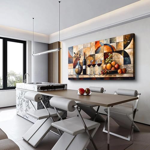 PHAOHUAXM Abstract Canvas Wall Art For Living Room Large Wall Decor For Bedroom Office Wall Decor Wine Glass Mural Restaurant Farmhouse Wall Painting Decor Artwork Pictures Home Decorations 20"X40"