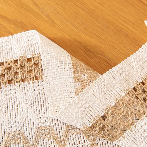 Image of HomeCloud Croshia Woven Table placemat - Heat Resistant, Washable Table Decoration for Dining, Office, Kitchen, Hotel, and Home (Rec White Baige, Set of 6)