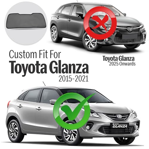 Image of Autofact Dicky Curtain for Glanza 2015-2021 | Custom Fit Rear Windshield Sunshade | Foldable Mesh | Privacy & Cooling Car Accessory | Car Rear Sun Shade UV Block Easy Install Durable Black Mesh