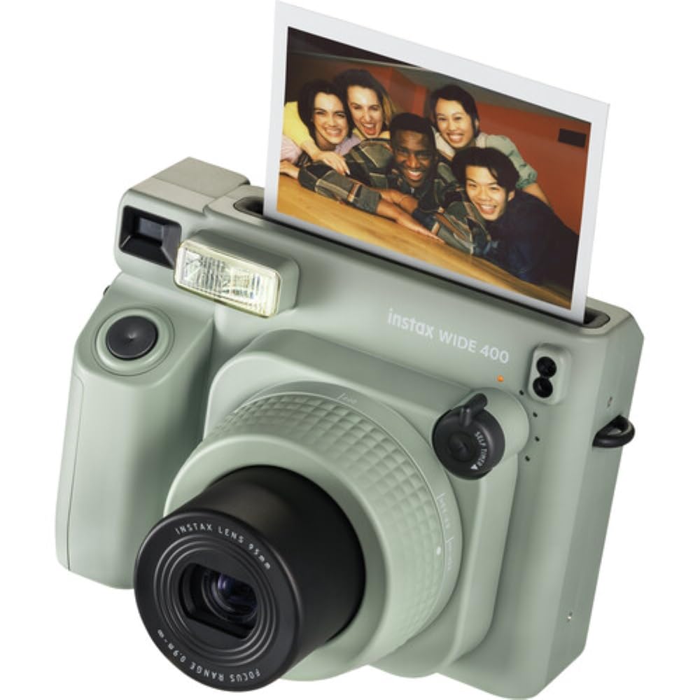 FUJIFILM INSTAX Wide 400 Instant Camera Bundled with INSTAX Wide Instant Film | 20 Exposures + Wide Album & Colored Frames + Cleaning Cloth (4 Items)