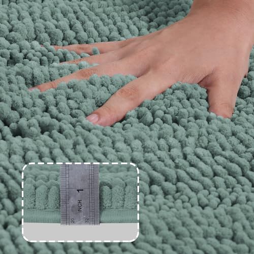 Turquoize TQTZSHAG-5820DUCKSHELL Bathroom Runner Rug Extra Long Chenille Area Rug Non-Slip Blue Bathroom Rug Shag Shower Mat Blue Bathroom Rugs Kitchen Rugs Washable Bath Mats thumb #2