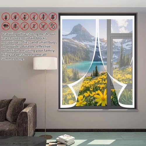 Rideau moustiquaire fenêtre 106x162 blanc avec fermeture automatique aimantée - 4