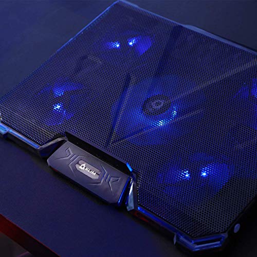 KLIM Cyclone - Base di Raffreddamento PC Portatile + Laptop Stand con 5 ventole + Il Miglior Supporto Raffreddatore + Cooling Pad Gaming PS4 Xbox One + Blu + Nuova Versione 2020