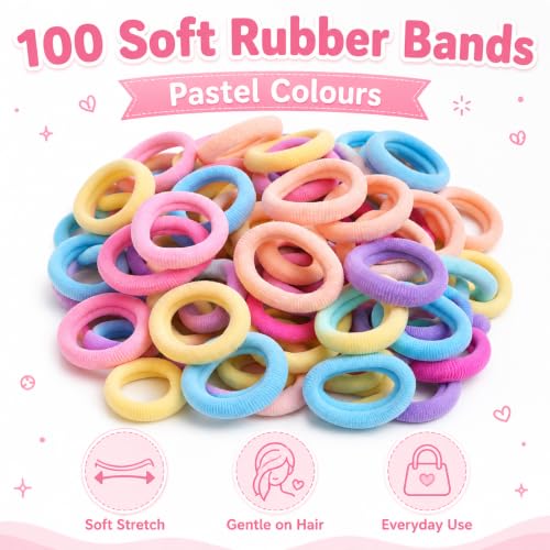 Image of 124 Pcs Hair Accessories for Kids Girls | Cute Baby Hair Clips & Theme Hair Clips with Rubber Bands Combo | Hair Accessories for Baby Girl | Kids Hair Clips Set | Mixed Designs