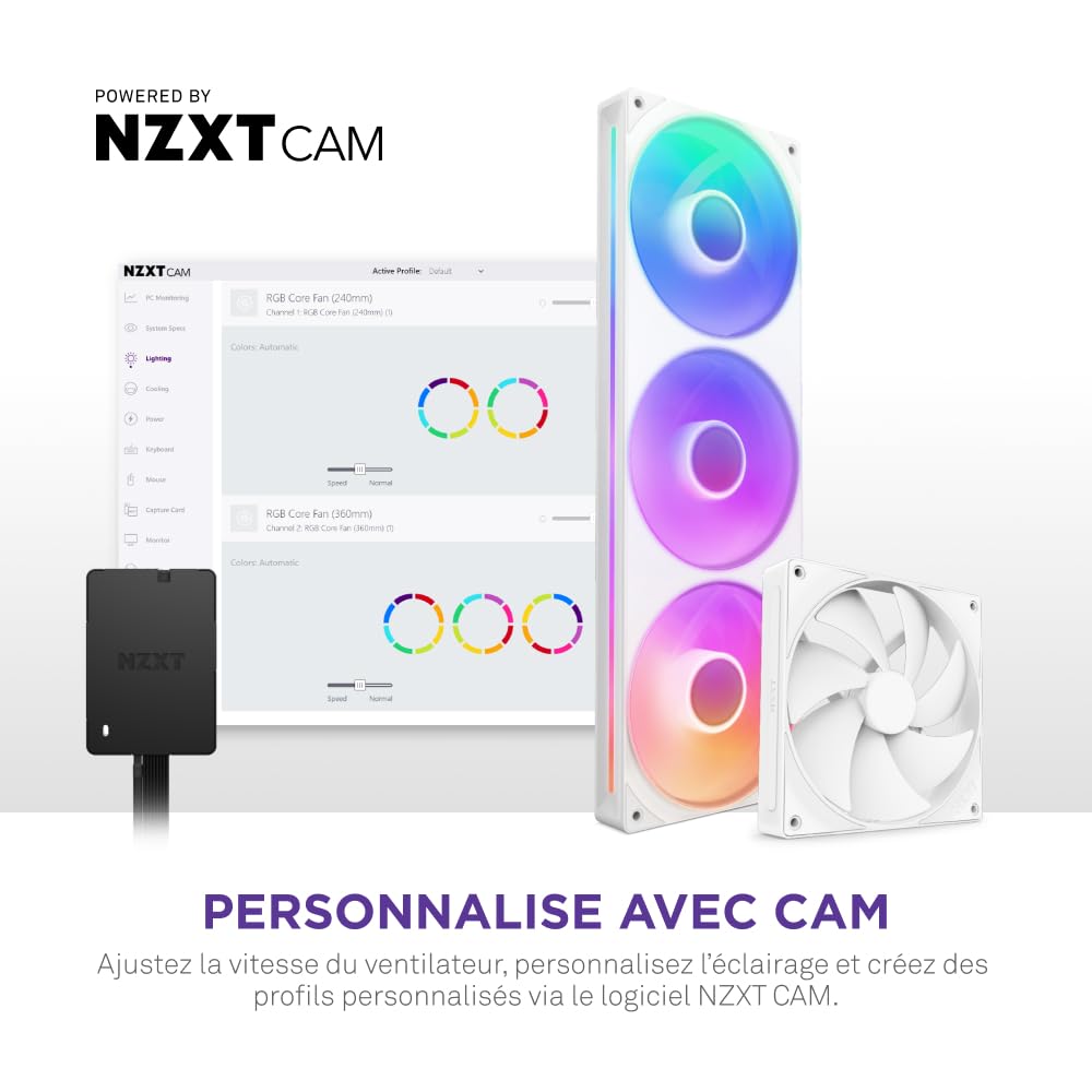 NZXT Centre de commande - Commande numérique de l’éclairage RVB et de la vitesse des ventilateurs MLI - Commande jusqu’à 5 ventilateurs MLI ou 4 à structure unique - Géré par le logiciel CAM de NZXT