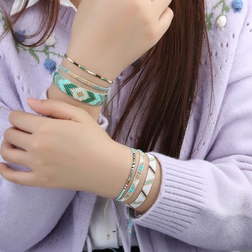 Image of C.QUAN CHI Colorful Miyuki Beads Bracelets Handmade Friendship Beaded Bracelet Stack Adjustable Bracelet Jewelry For Women