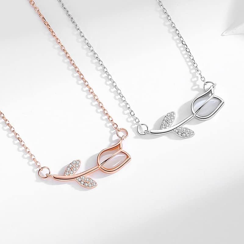 14K Gold Tulip Pendant Necklace, Moissanite Flower Necklace Pendant, Ideal Birthday and Mother's Day Gifts for Mother, Wife, Girlfriend - Image 5