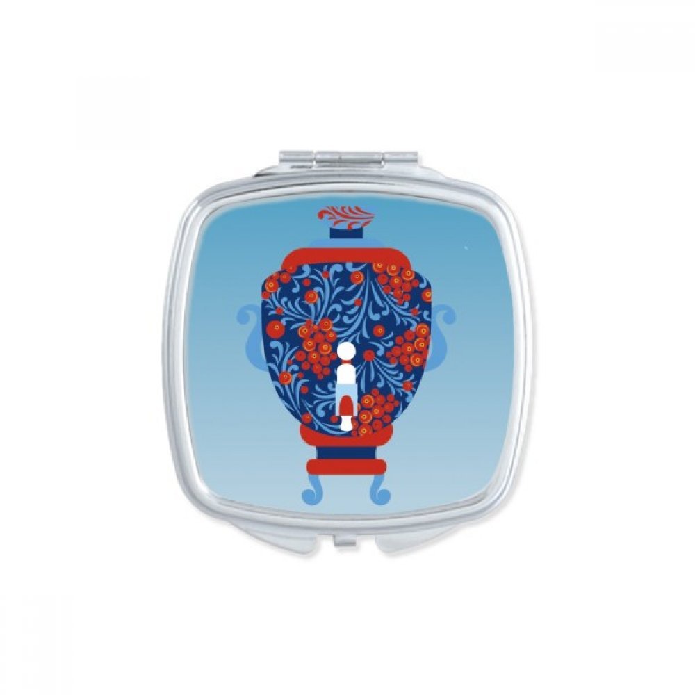 Miroir de poche russe à motif national avec ours pour maquillage compact carré