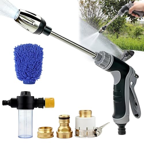 Jetterix Pressure Washer-Turn Any Hose into a High Pressure Water Cleaning Jet 2026 New Heavy Duty Garden Hose Nozzle Multi Function Lawn & Garden Watering Washer with Car Wash Glove (1Set)