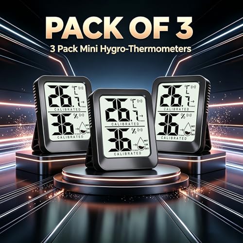AyayaBoss 3-Pack Mini Thermomètre de chambre Hygromètre intérieur Humiditémètre, moniteur numérique de température et d'humidité pour la maison, les animaux domestiques, les plantes - Batterie incluse