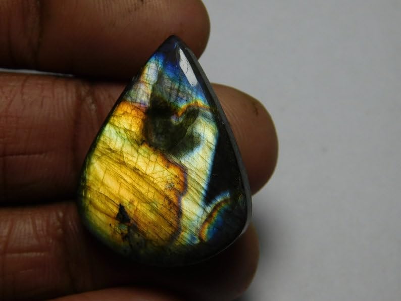 Labradorite naturelle cabochon poire de qualité supérieure 29 x 28 mm - 3