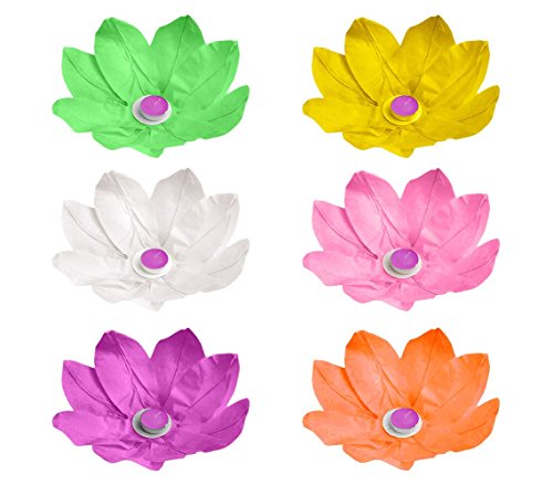 747011 Pack de 6 lanternes flottantes fleurs de lotus 30x30cm couleurs mélangées. MEDIA WAVE store u00ae