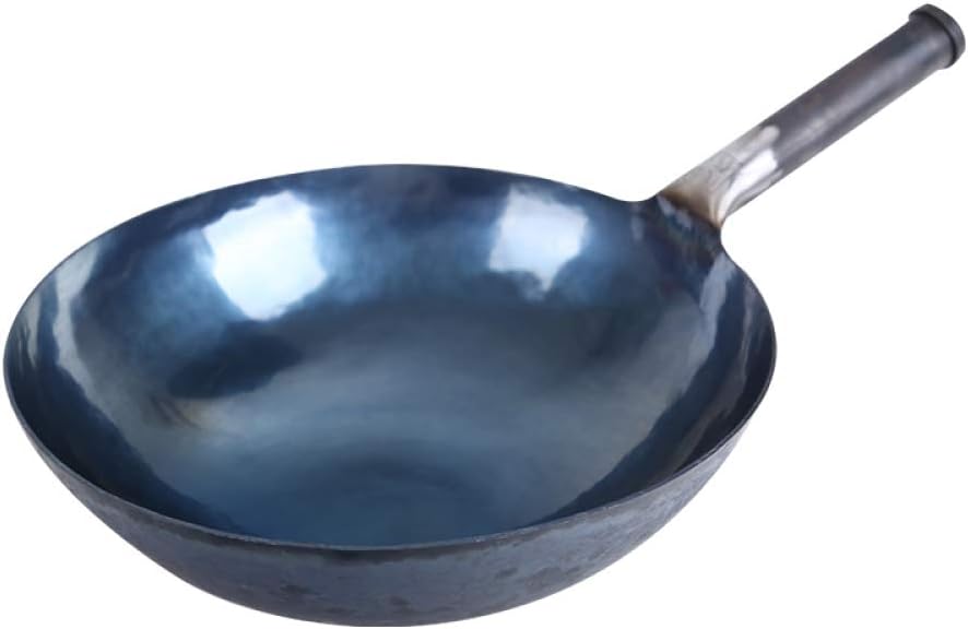 Zhangqiu Iron Pot Handmade Iron Pot Light Tone On The Tip Of The Chinese Wok Traditional Old-Fashioned Wok Home (Blue Black, 32CM),30cm