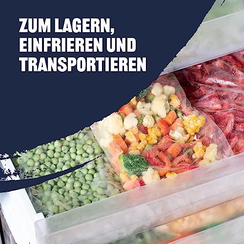 by Amazon Gefrierbeutel mit Reißverschluss, Transparent, Blau, 1 Liter, 20 Stück, 1er Pack