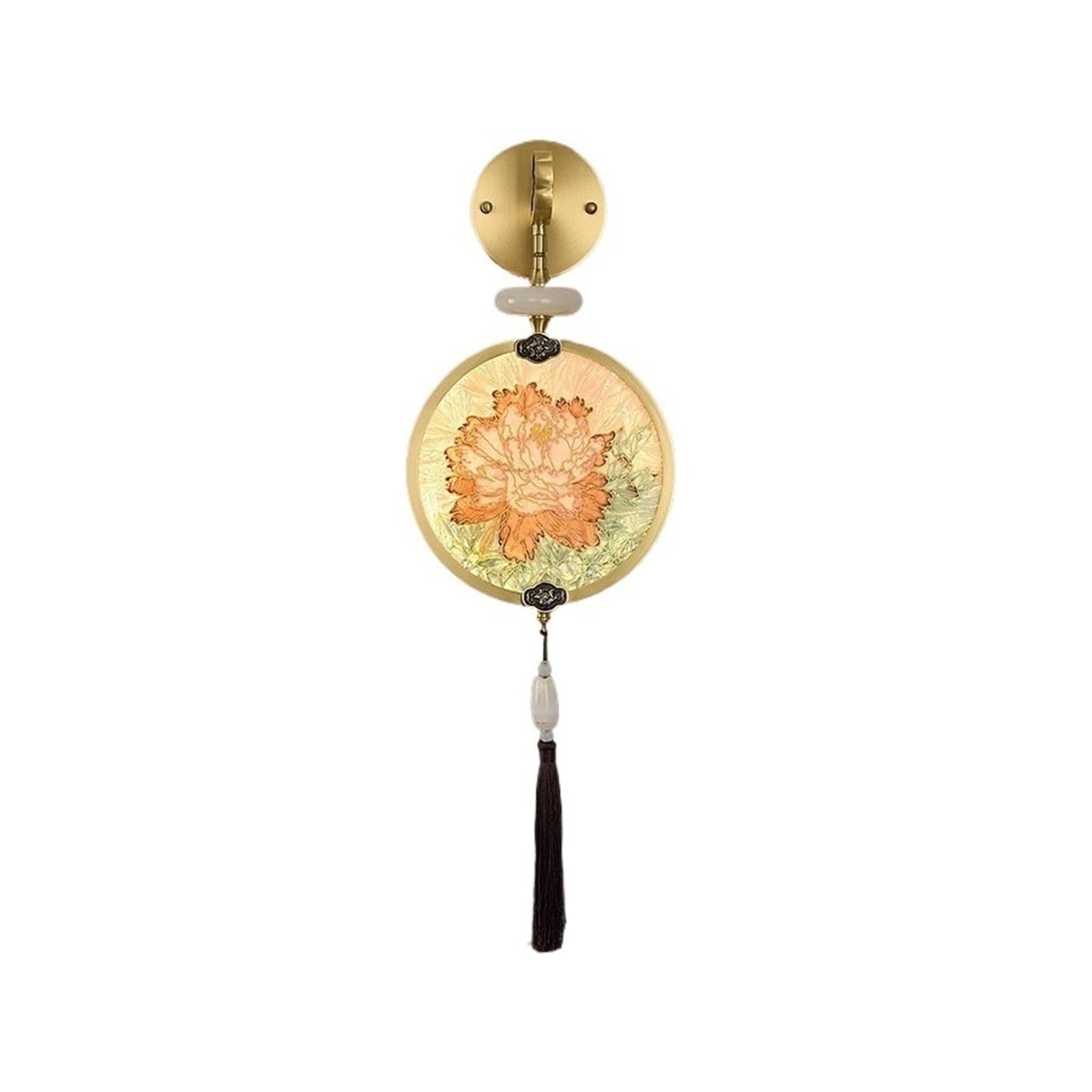 WQQYU6HKF Lights Copper Frame Enamel Colored Glass Wall Lamp with Jade Decoration for Living Room Lamps