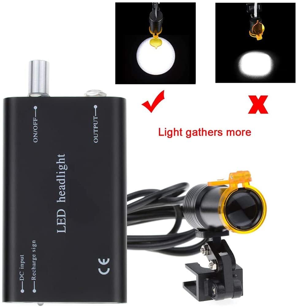 Luce per occhialini dentali, lampada frontale per odontoiatria, lampada frontale dentale a LED portatile con clip, lampada frontale ad alta luminosità per tutti gli occhialini binoculari med