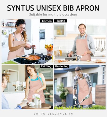 image for Syntus 2 Pack Adjustable Bib Apron Waterdrop Resistant with 2 Pockets 