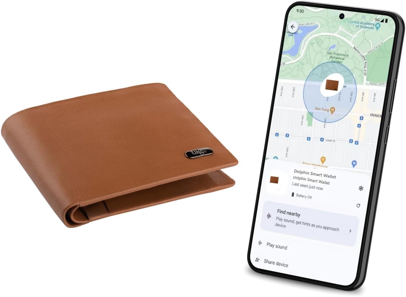 Smart Wallet with Android Find My Tracker, RFID Blocking Leather Wallet with Built-in GPS, Anti-Lost Slim Bifold for Men & Women, for Him & Her, Minimalist Wallets for Men UK - Tan-image-12