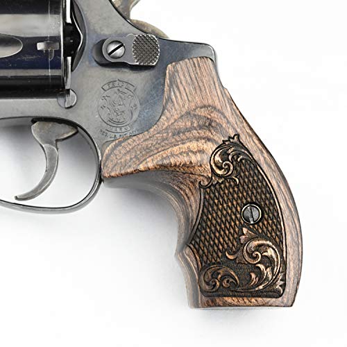 Altamont - S&W J Round Revolver Grips - Boot - Real Wood Gun Grips fit Smith & Wesson J Frame Round Butt .38 Special and 9mm Revolvers - Made in USA - Walnut - Engraved