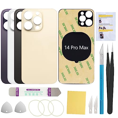 UooFide Back Rear Screen Glass Cover Replacement Compatible with iPhone 14 Pro Max 6.7-Inches All Carriers (Gold)