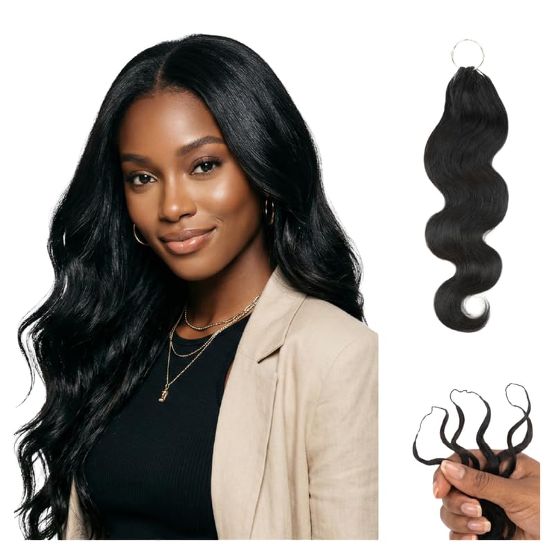 100% Unprocessed Remy Human Hair Feather Crochet Extensions for Women – Reusable, Invisible Knotless Feather Hair - Body Wave - Natural