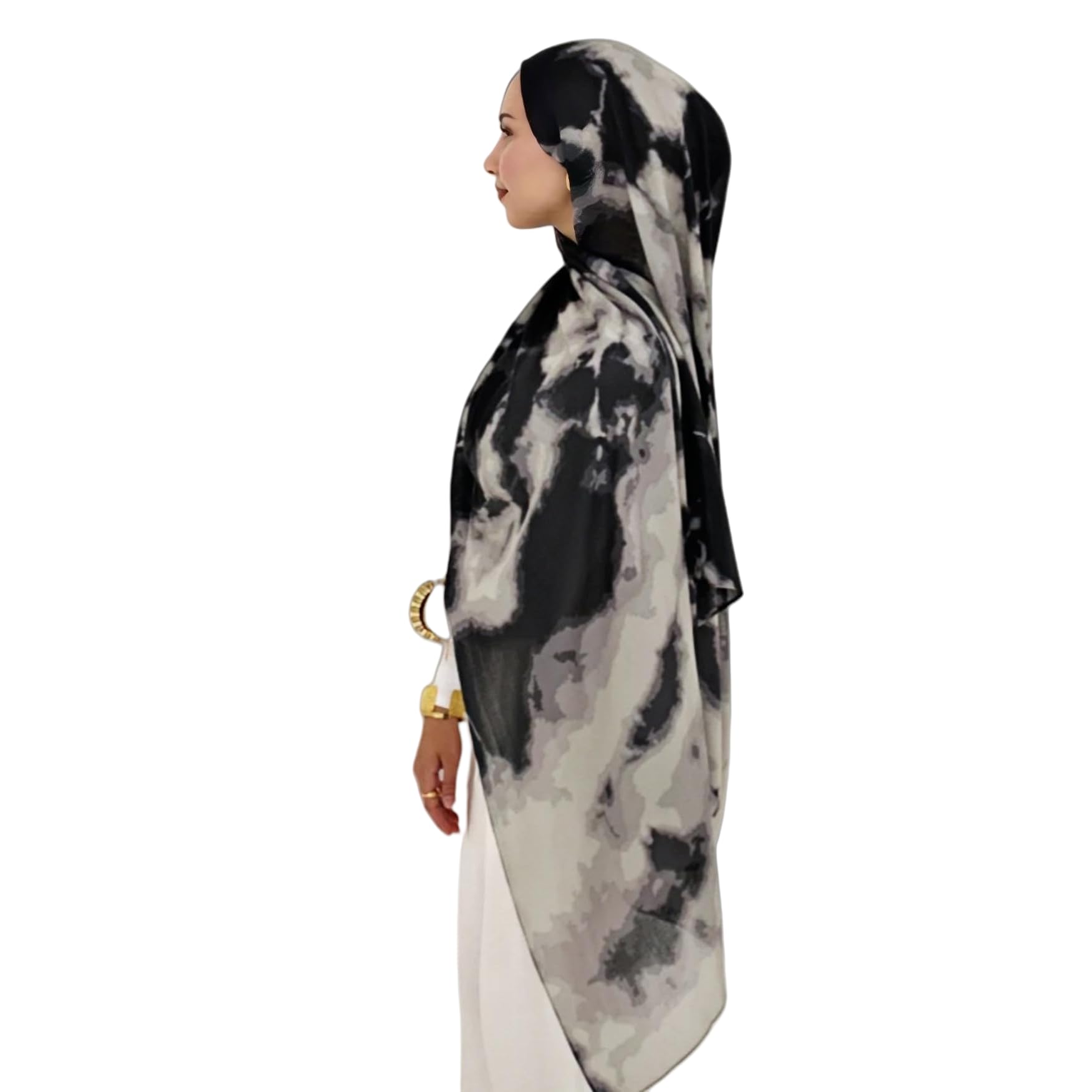 ZGMYC Watercolour Floral Printed Hijab Scarf Modal Cotton Color 3 One Size 180x80cm