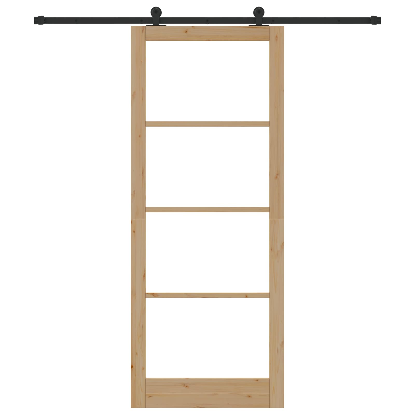 Drzwi przesuwne z okuciami ORKDAL 93 x 232 cm z litego drewna sosnowego z nieprzezroczystym szkłem dla prywatności i nowoczesnego wzornictwa