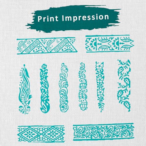 Image of Wooden Stamp Block, Printing Stamp Design Set | Block for Printing Saree Border | Dresses, Craft Card Making, Scrapbook, Clay Pottery | Set of 10