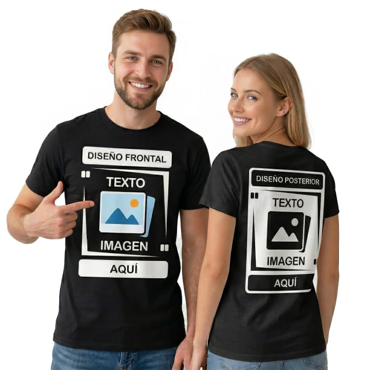 Dr Custom Camiseta Personalizada Foto Texto para Hombre y Mujer Camisetas Personalizadas 100% Algodón | Diseña Tu Propia Camiseta Doble Cara para Regalo, Cumpleaños, Empresa, Despedida (Negro)