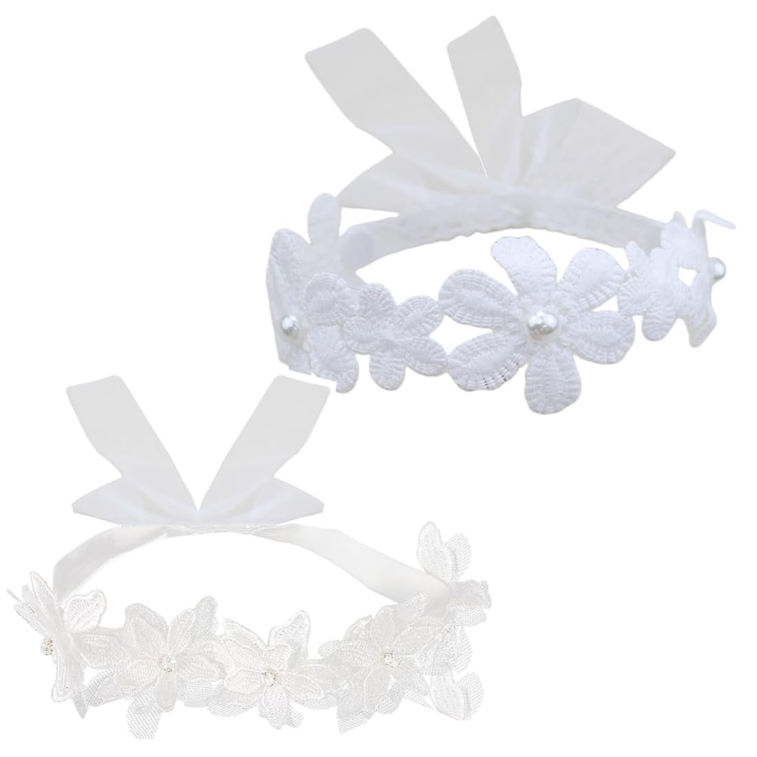 NHQZ Pack of 2 Elastic Fascia, Elastico Neonato per Capelli,Neonata,Fascia per Capelli BambiniAccessori Neonata, Fascette Per Capelli Per Fiocchi, Fascia Capelli Neonata, Regalo Per Bambini Bianco B