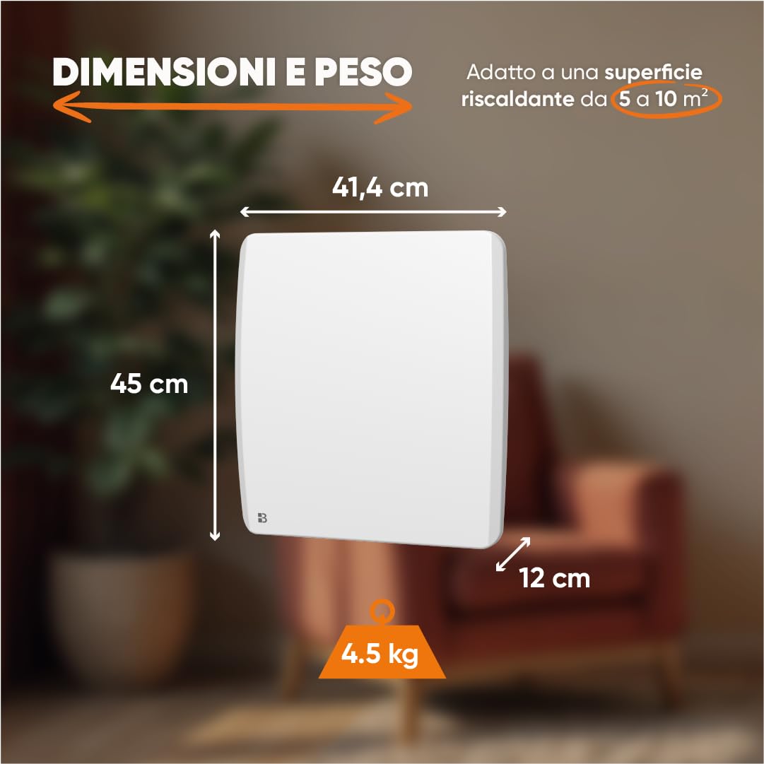 BESTHERM - Radiatore elettrico fisso a inerzia secca ceramica 500W Bestherm ARIA orizzontale bianco