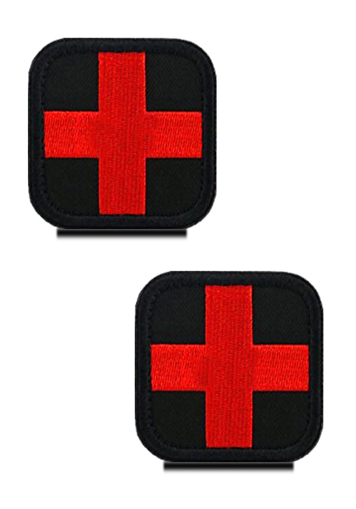 2-pak haftowanych medycznych krzyżowych ratowników medycznych ratowników medycznych czerwona naszywka – idealna do apteczki pierwszej pomocy, EMT, EMS, urazu, medycznego, ratownika medycznego, zestawu