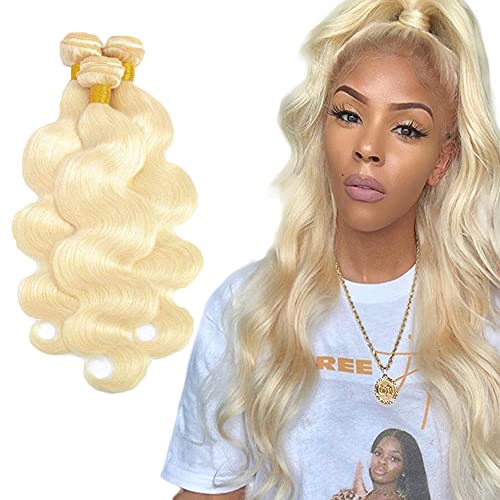 AuokMar 28 28 28 Inch 613 Blonde Bundles 8A Brazilian Body Wave 3 Bundles Human Hair Bundles 100% Virgin Remy Hair 613 Bundles Human Hair Extensions, AKM613BB0011