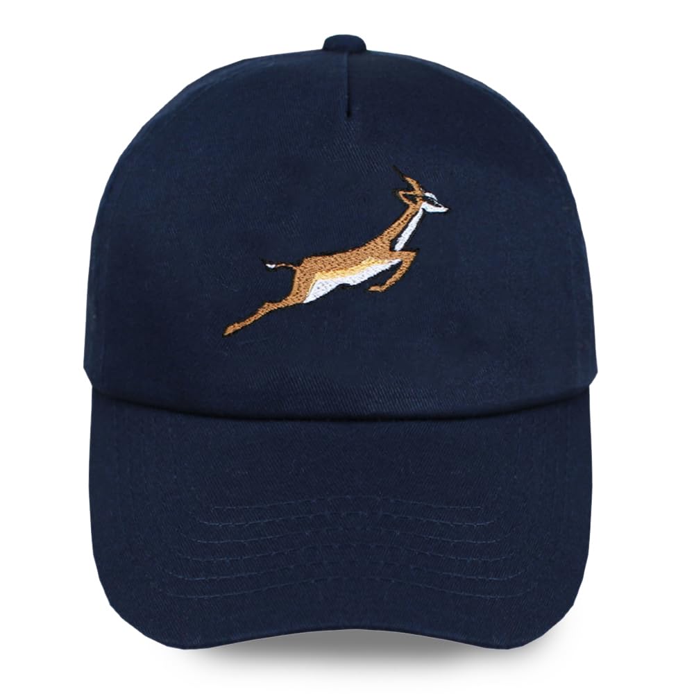 TeddyT's Kid's Springbok Embroidered Baseball Cap Hat (5-10 Years) (UK, Age, 5 Years, 10 Years, Navy Blue)